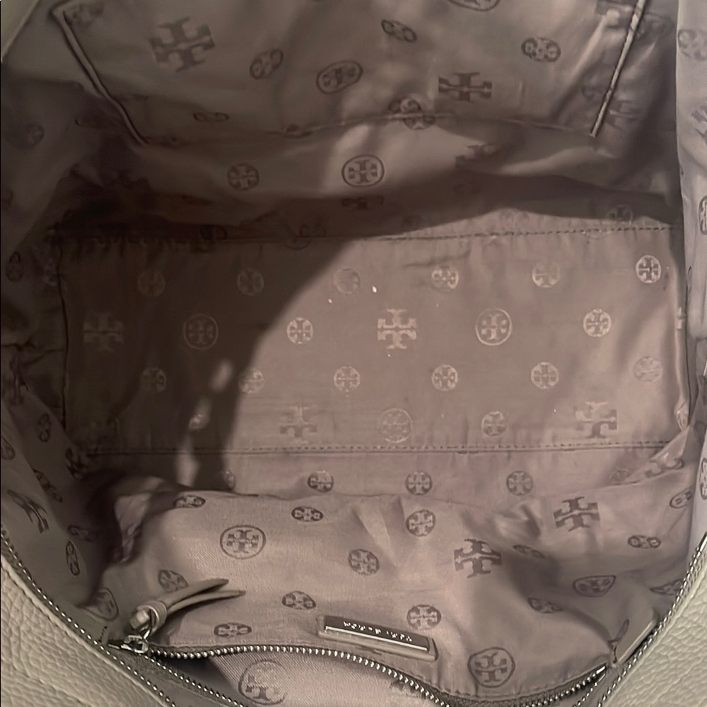 Tory Burch Gray Pebbled Leather Tote - Picture 4 of 5